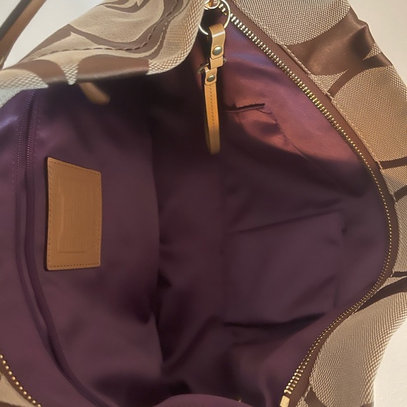 COACH SIGNATURE SLIM CARLY HANDBAG Brown and Tan - Picture 7 of 10